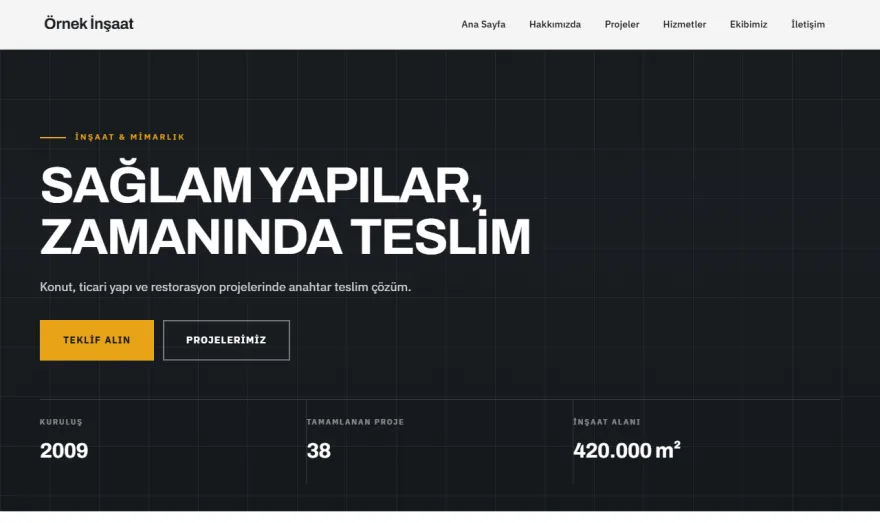 İnşaat & Mimarlık teması örnek görünümü