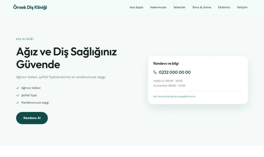 Diş Kliniği & Sağlık teması örnek görünümü