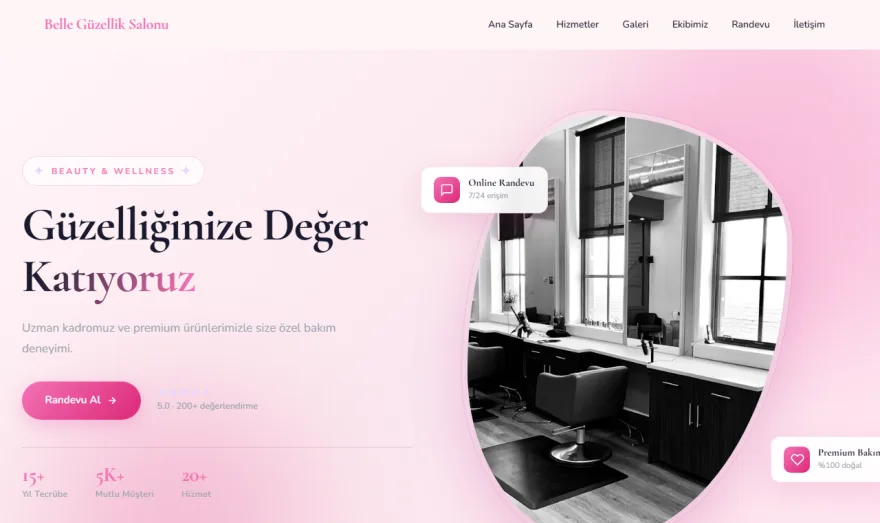 Belle Güzellik — Salon teması örnek görünümü